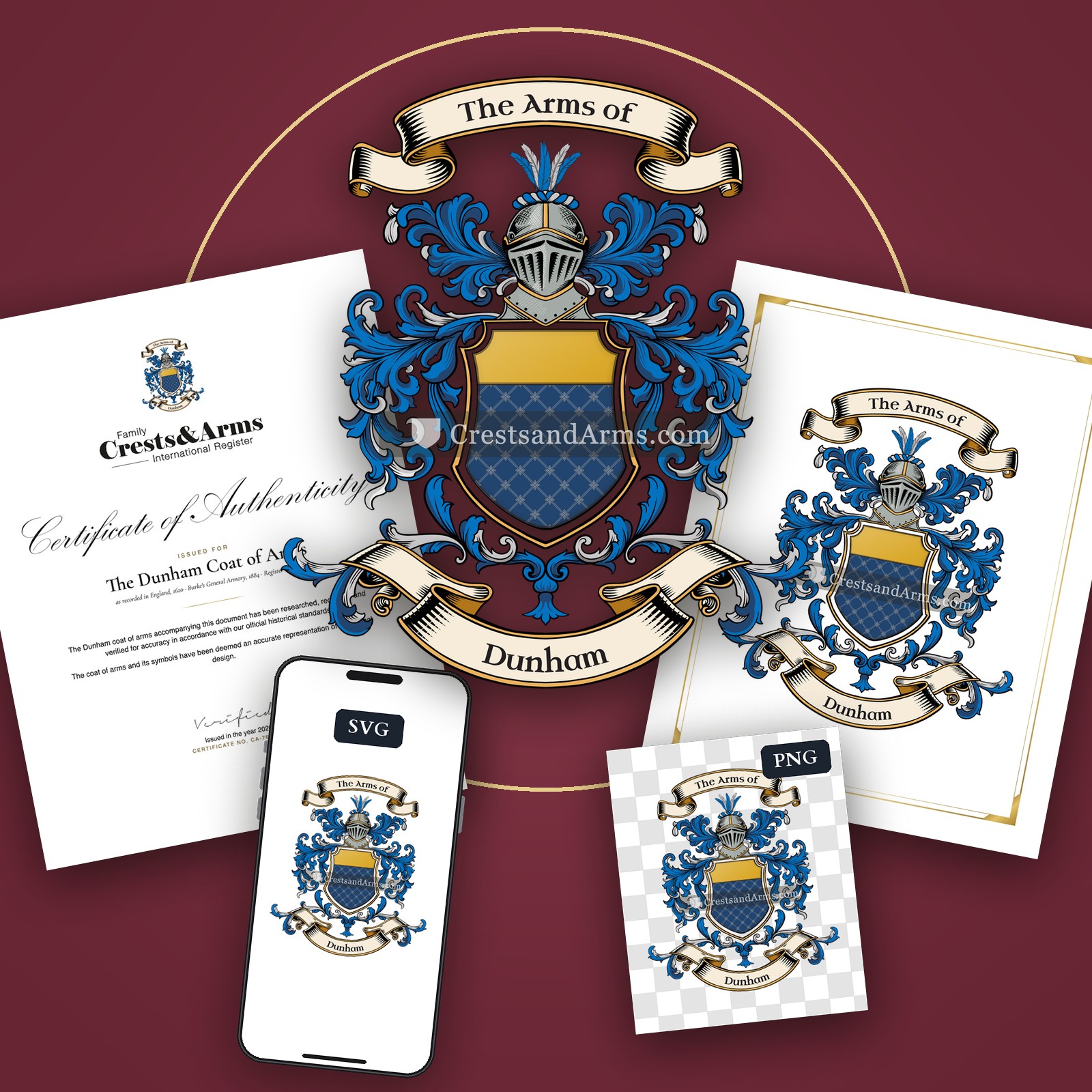 The Dunham arms on the coat of arms — digital pack