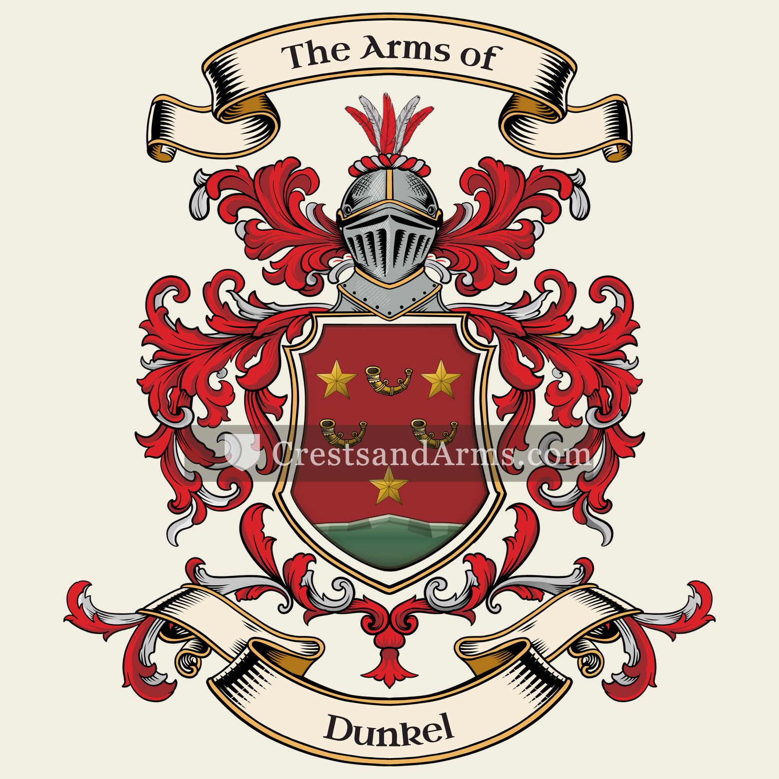 The Dunkel coat of arms, drawn from the recorded blazon