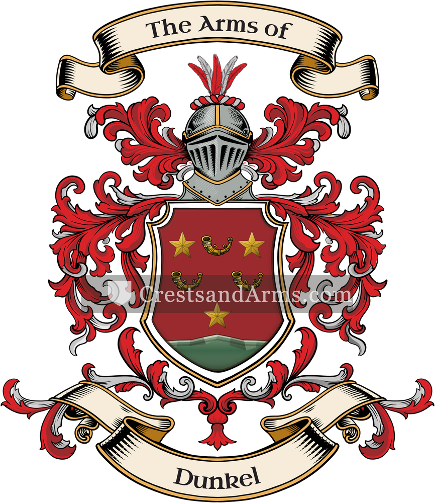 The Dunkel coat of arms, drawn from the recorded blazon