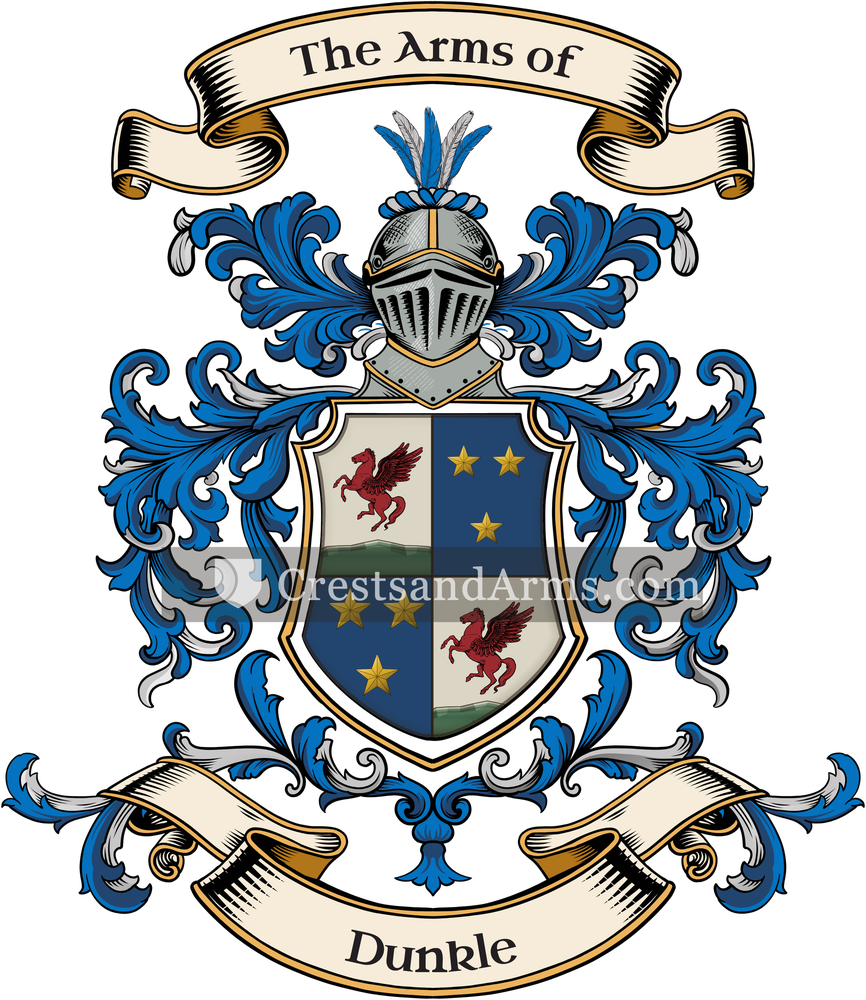 The Dunkle coat of arms, drawn from the recorded blazon