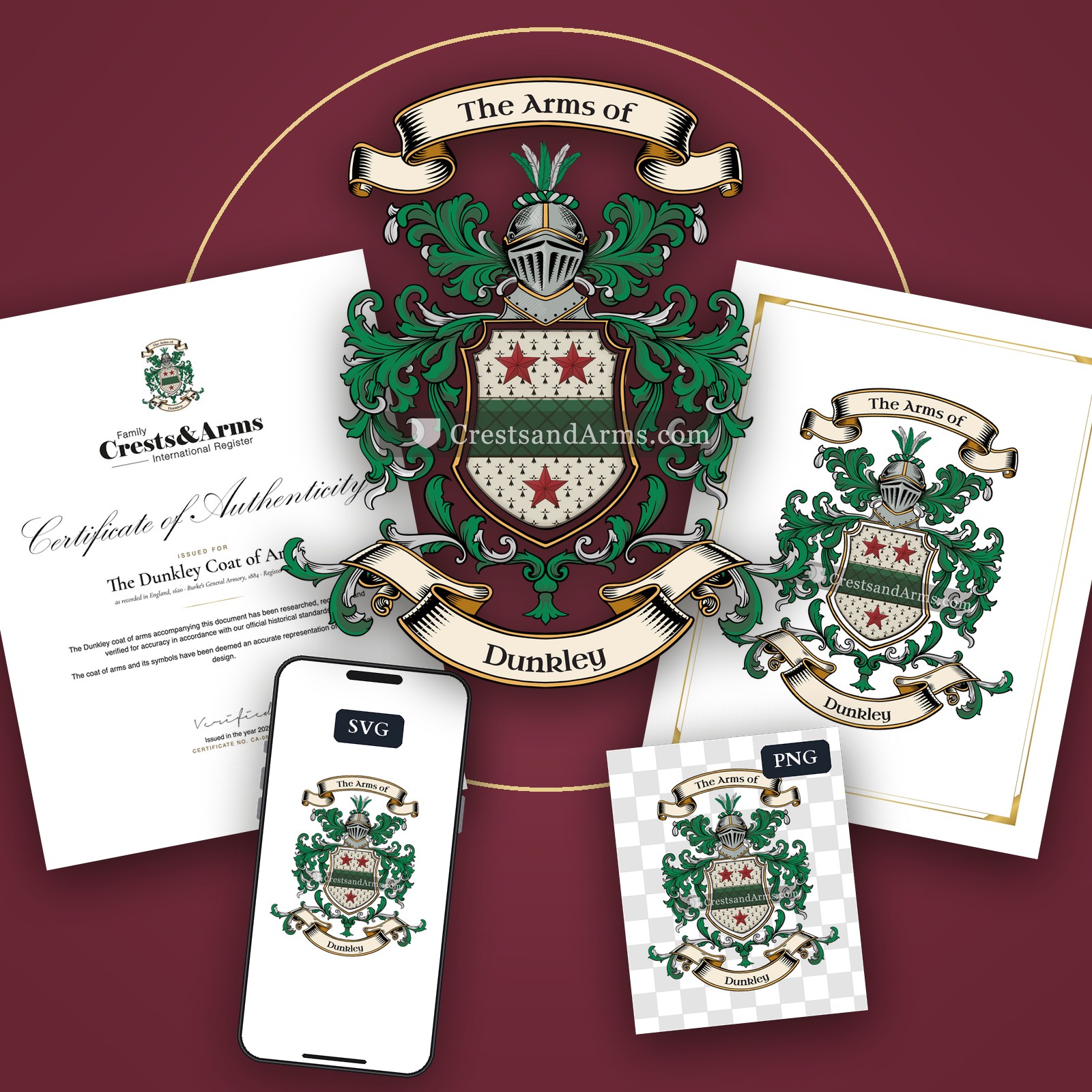 The Dunkley arms on the coat of arms — digital pack