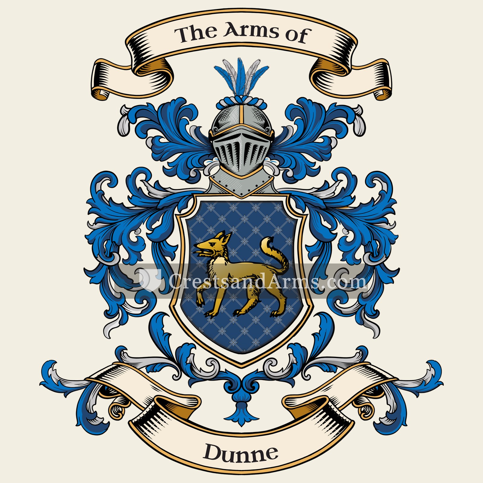 The Dunne coat of arms, drawn from the recorded blazon