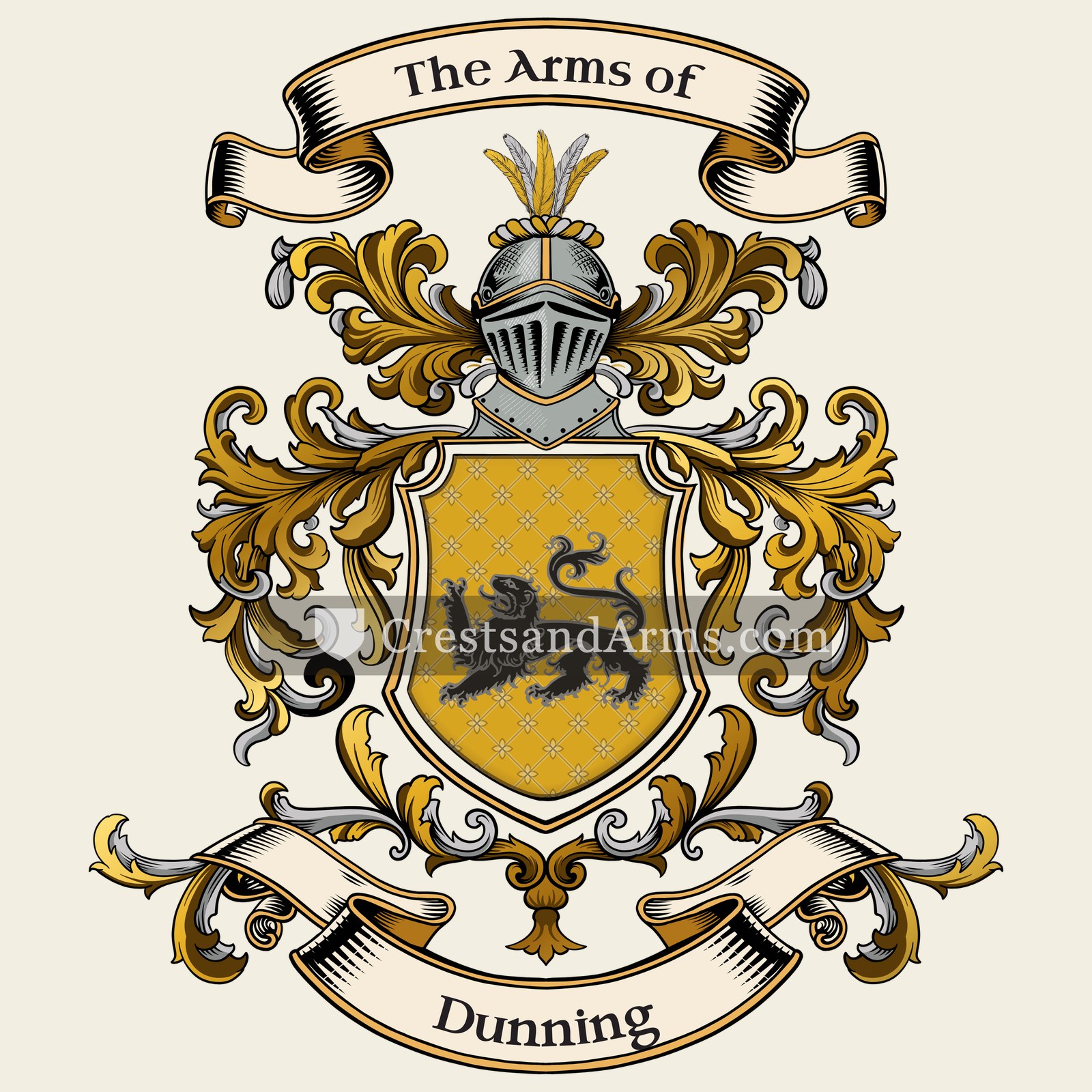 The Dunning coat of arms, drawn from the recorded blazon