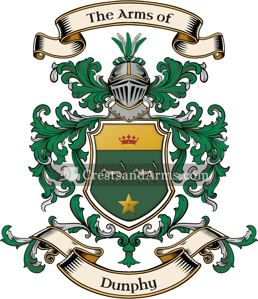 The Dunphy coat of arms, drawn from the recorded blazon
