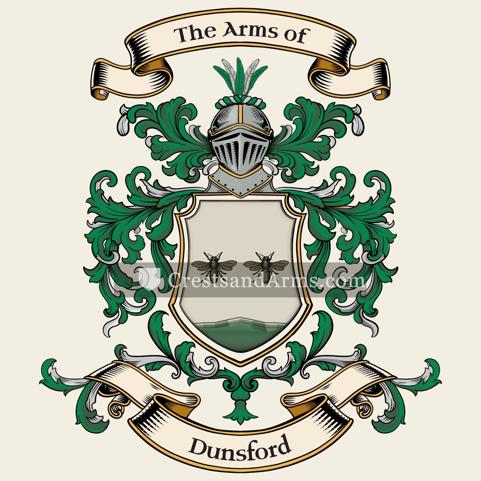 The Dunsford coat of arms, drawn from the recorded blazon