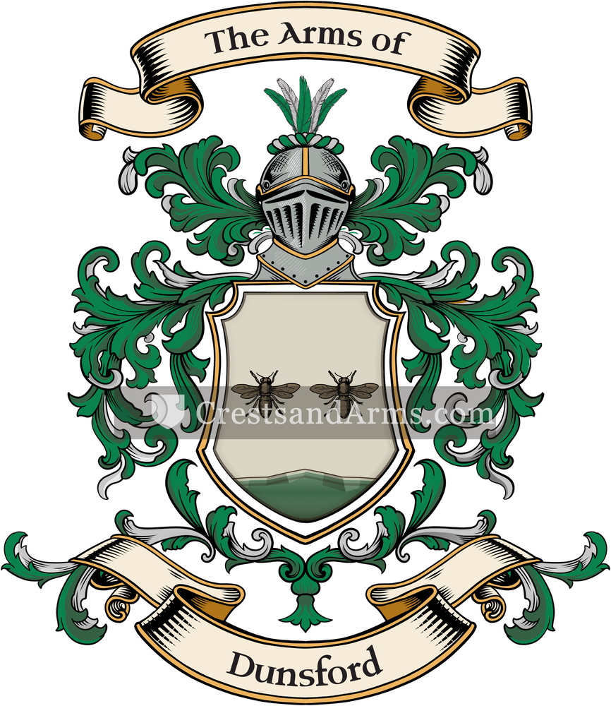 The Dunsford coat of arms, drawn from the recorded blazon