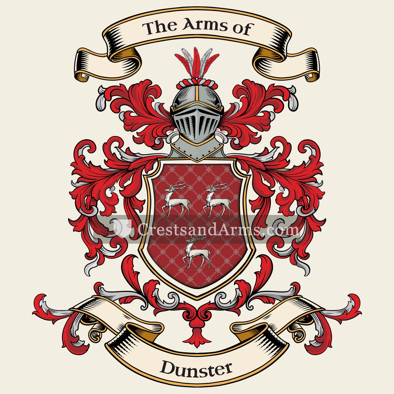 The Dunster coat of arms, drawn from the recorded blazon