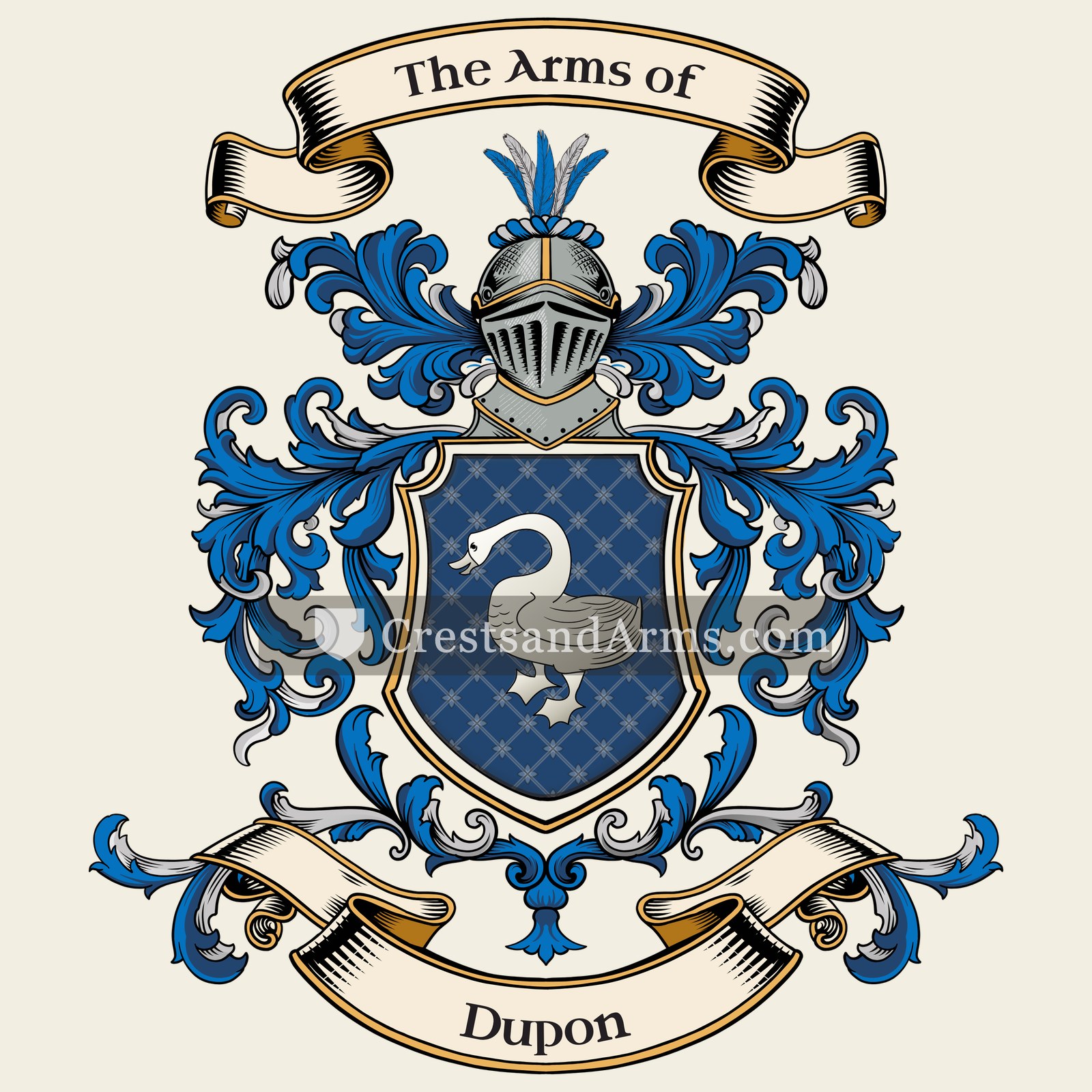 The Dupon coat of arms, drawn from the recorded blazon