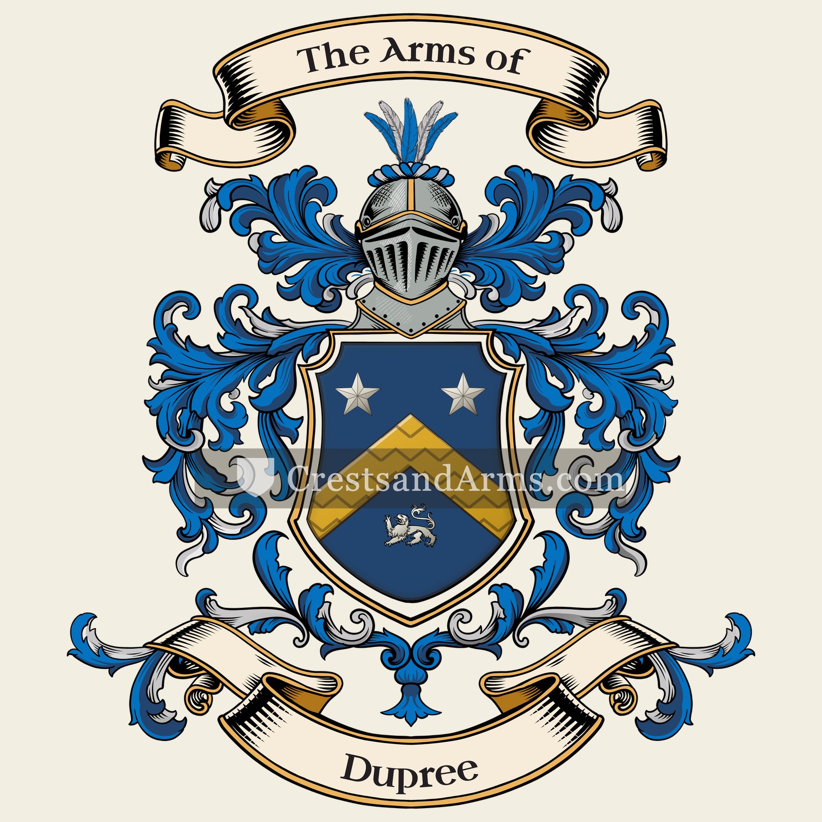 The Dupree coat of arms, drawn from the recorded blazon