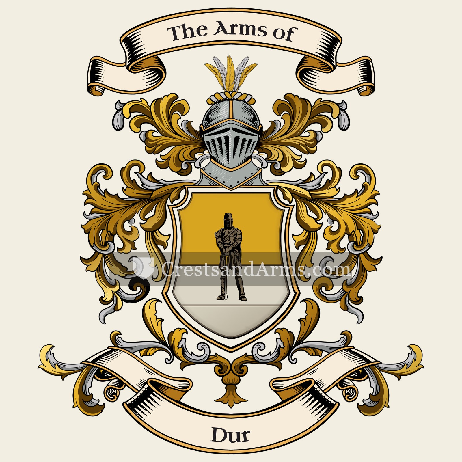 The Dur coat of arms, drawn from the recorded blazon