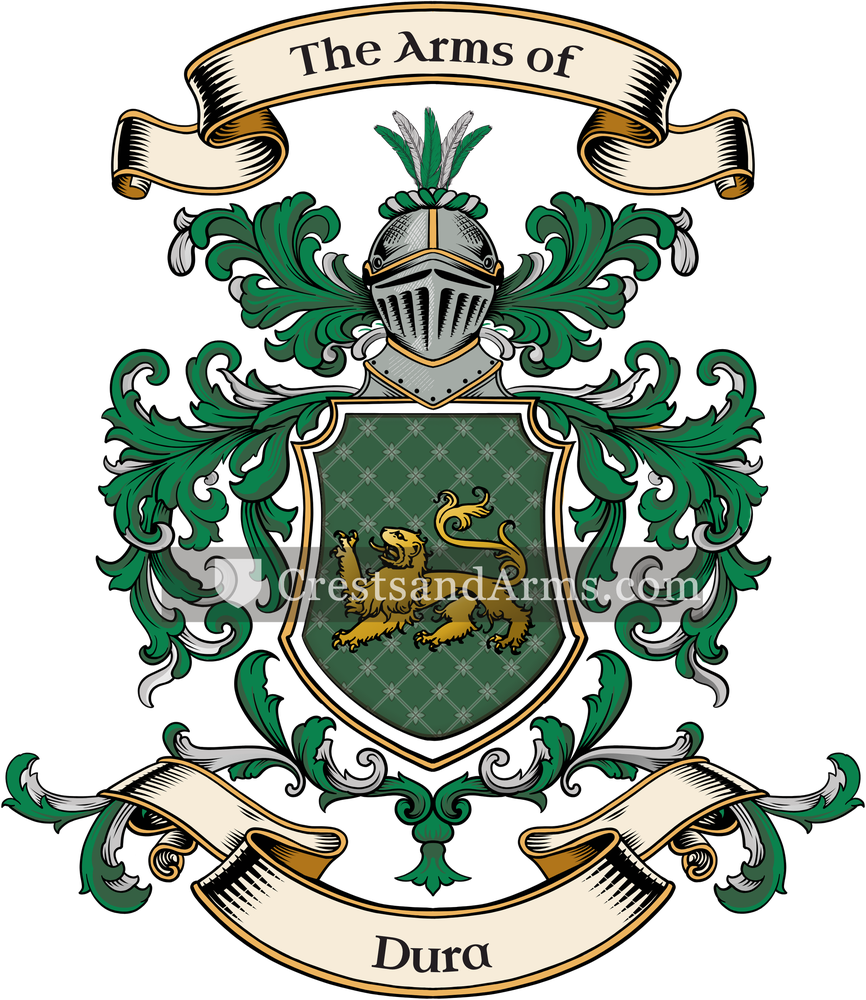The Dura coat of arms, drawn from the recorded blazon
