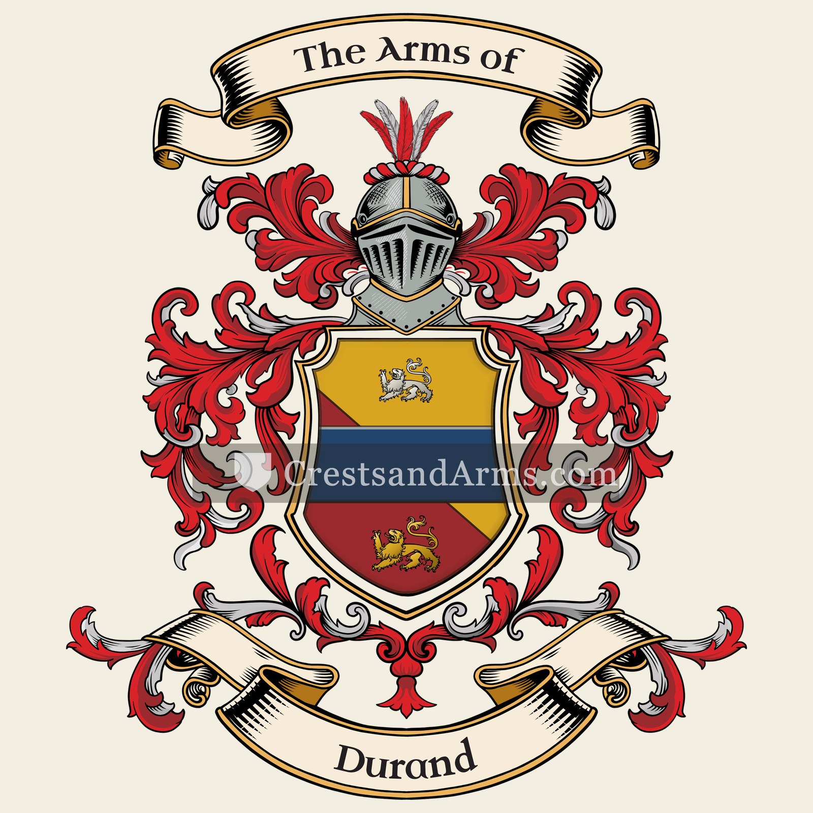 The Durand coat of arms, drawn from the recorded blazon