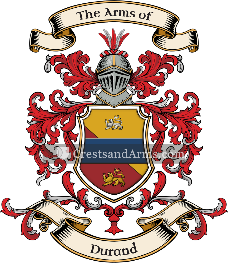 The Durand coat of arms, drawn from the recorded blazon