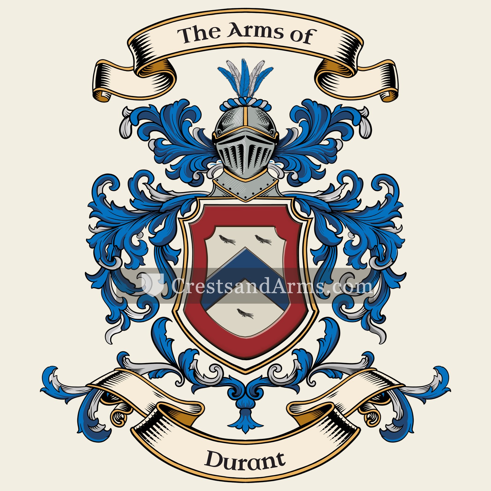 The Durant coat of arms, drawn from the recorded blazon