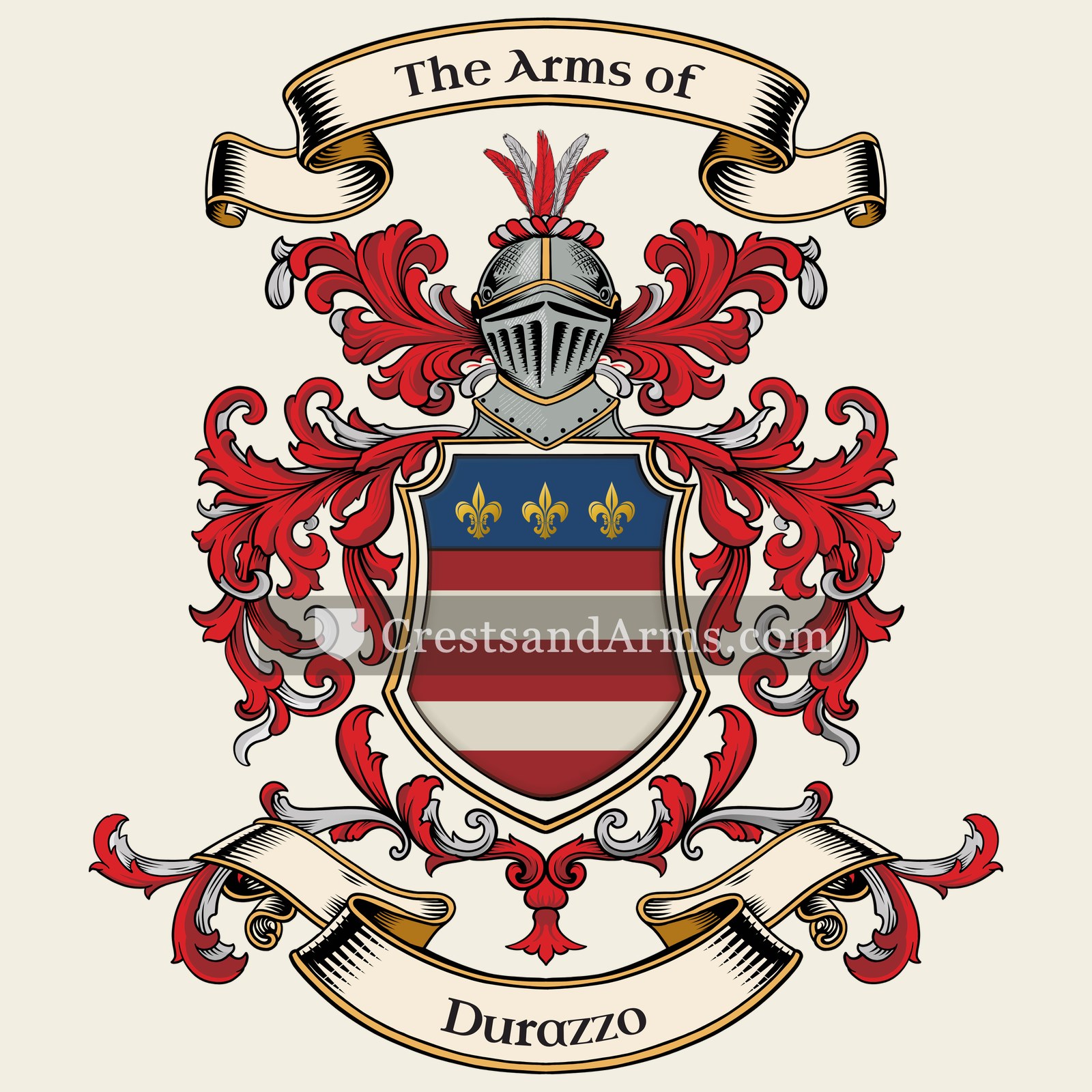 The Durazzo coat of arms, drawn from the recorded blazon