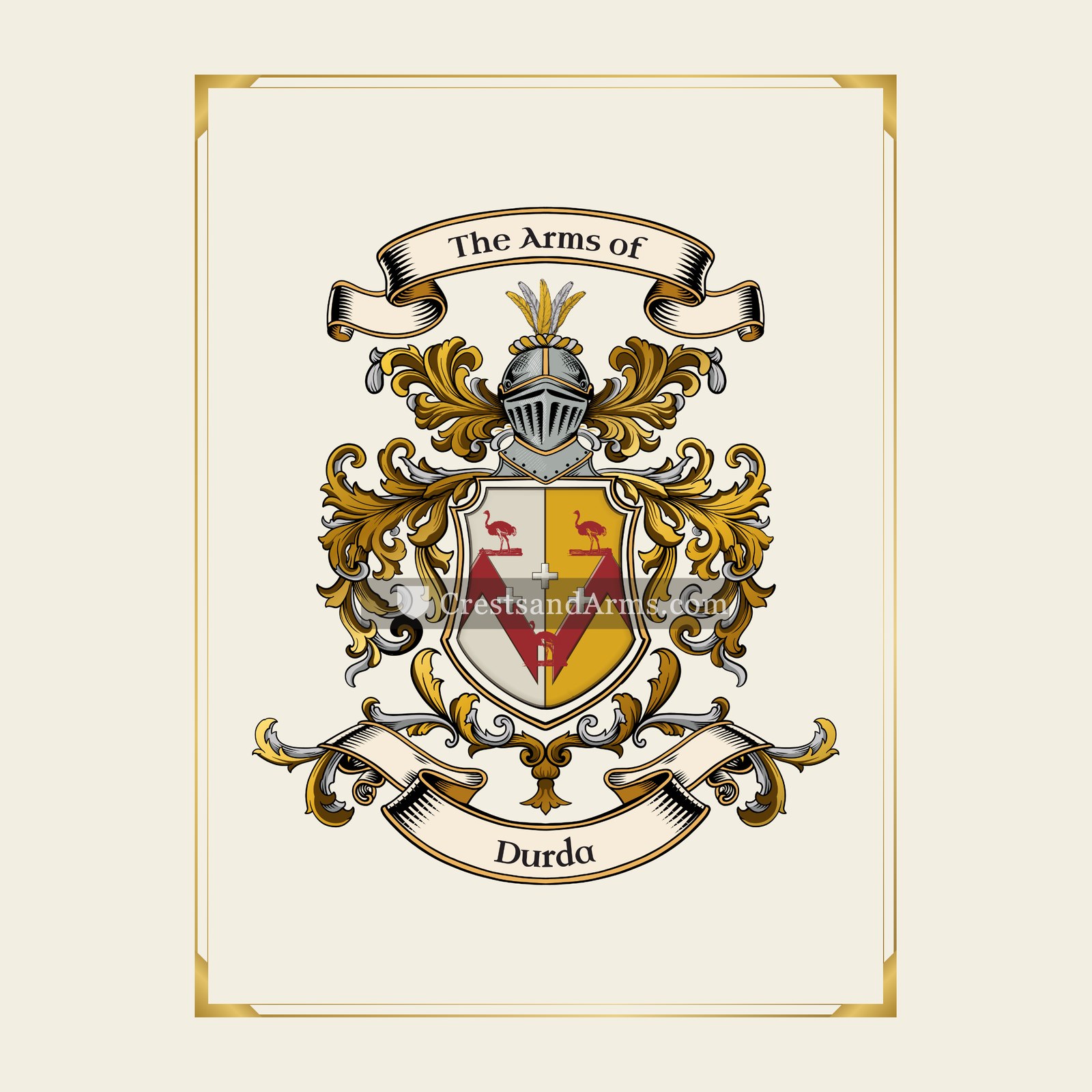 With gold border