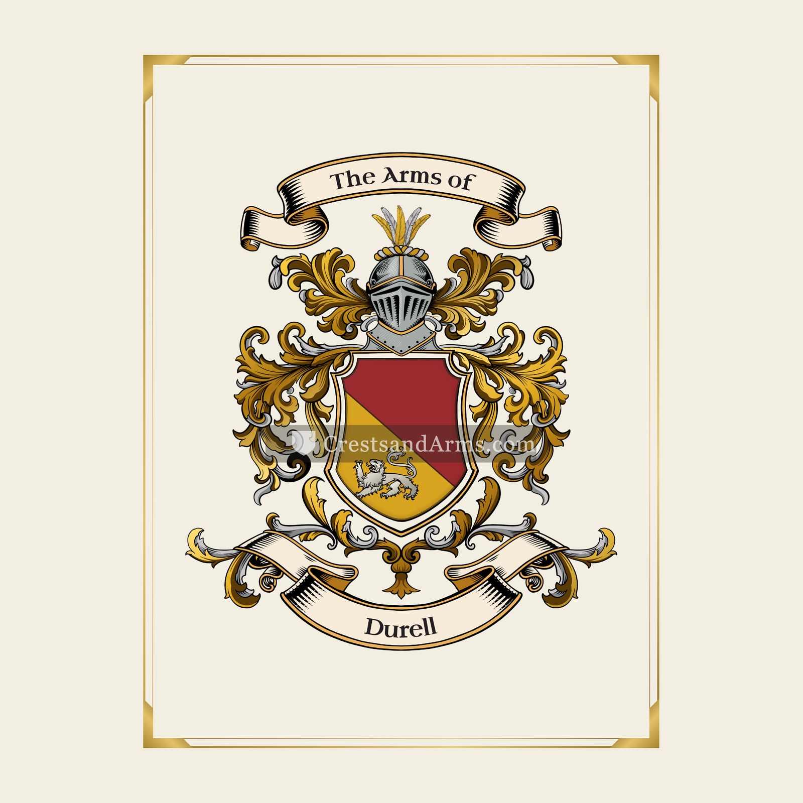 With gold border