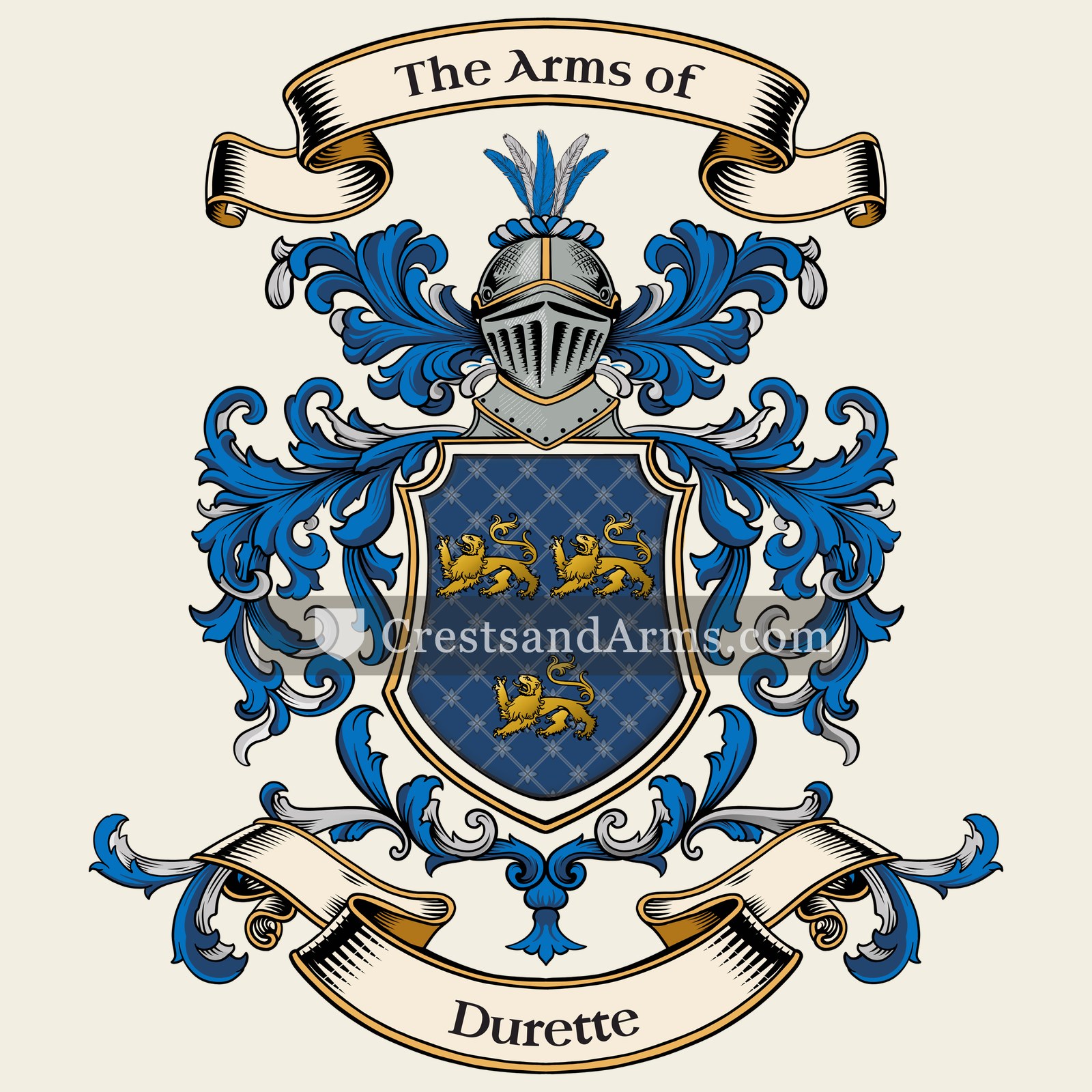 The Durette coat of arms, drawn from the recorded blazon