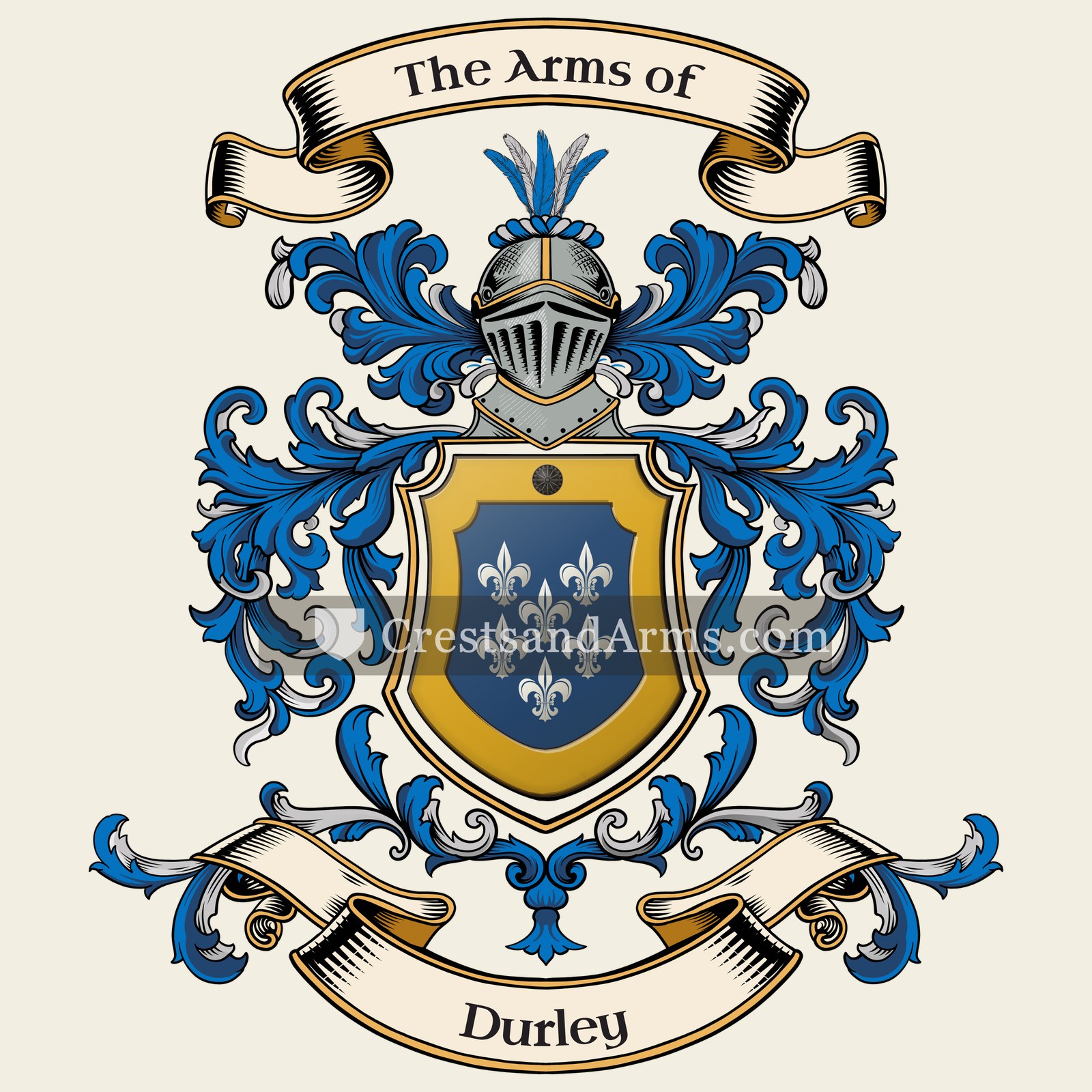 The Durley coat of arms, drawn from the recorded blazon