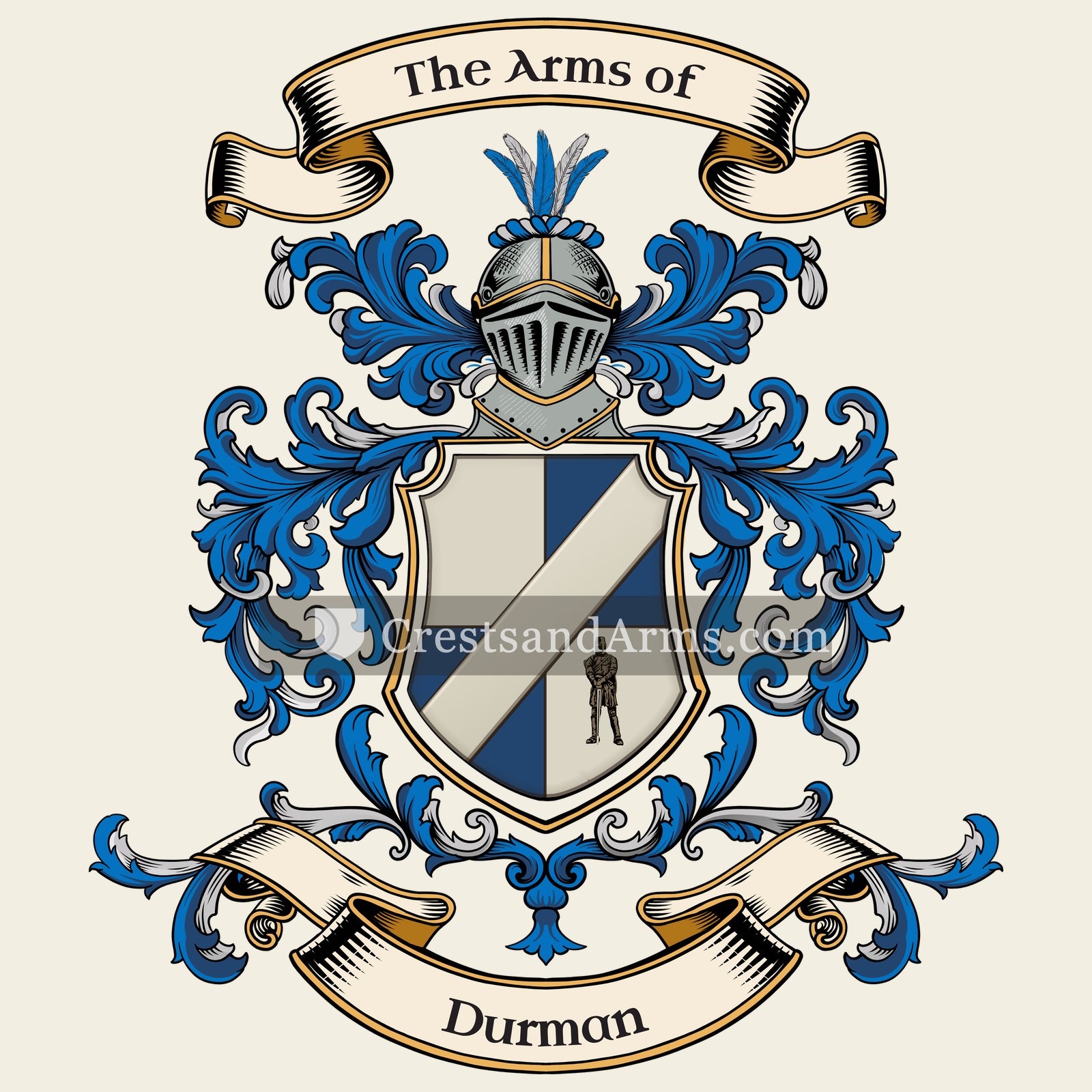 The Durman coat of arms, drawn from the recorded blazon