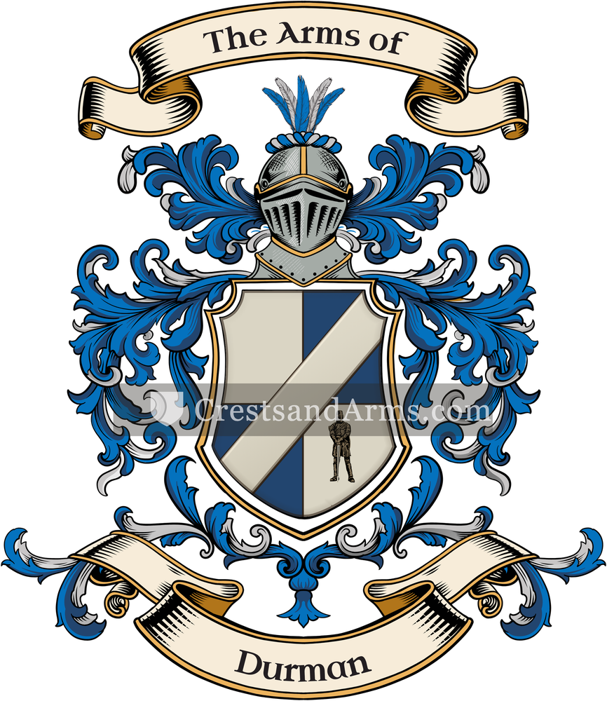 The Durman coat of arms, drawn from the recorded blazon