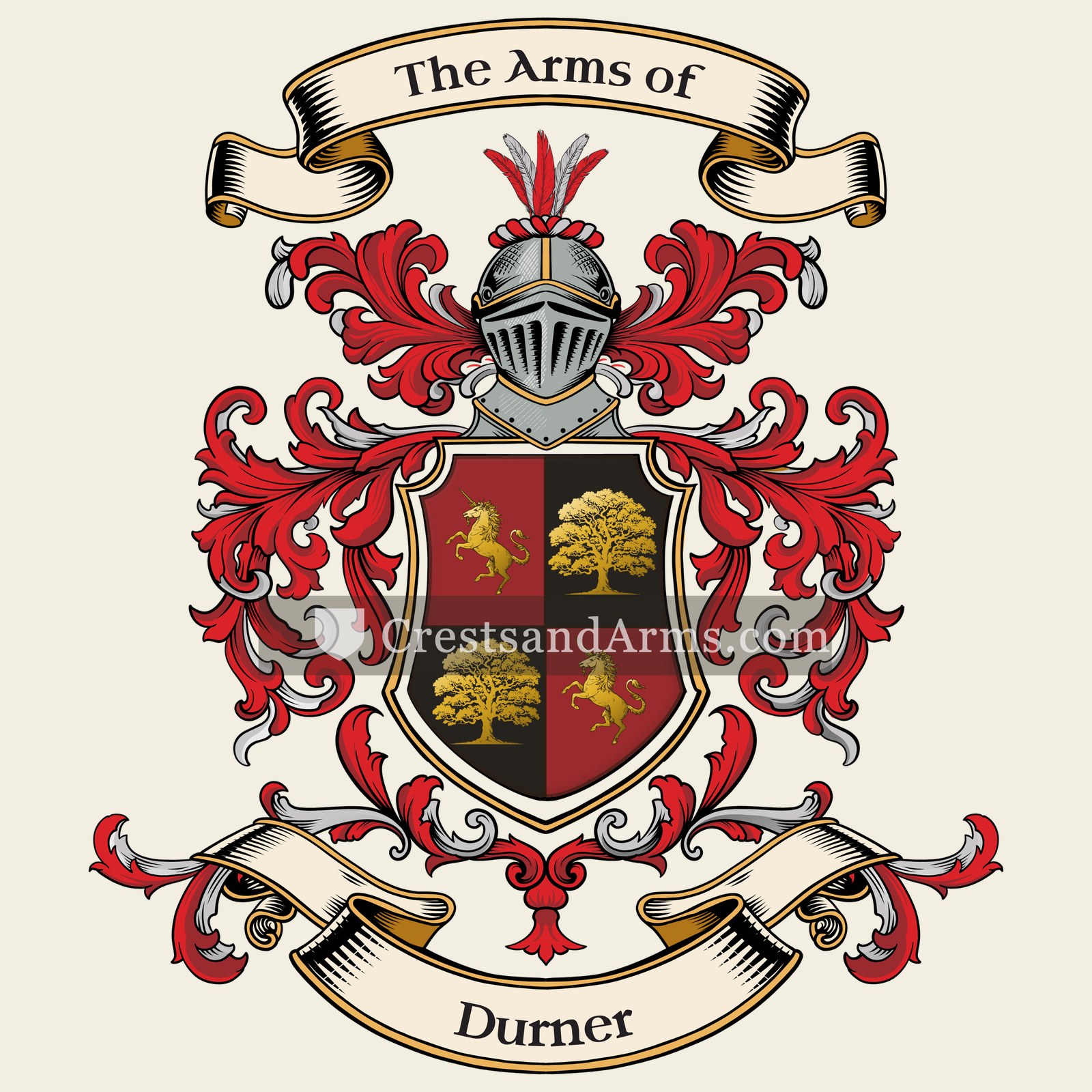 The Durner coat of arms, drawn from the recorded blazon
