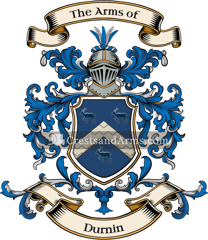 The Durnin coat of arms, drawn from the recorded blazon