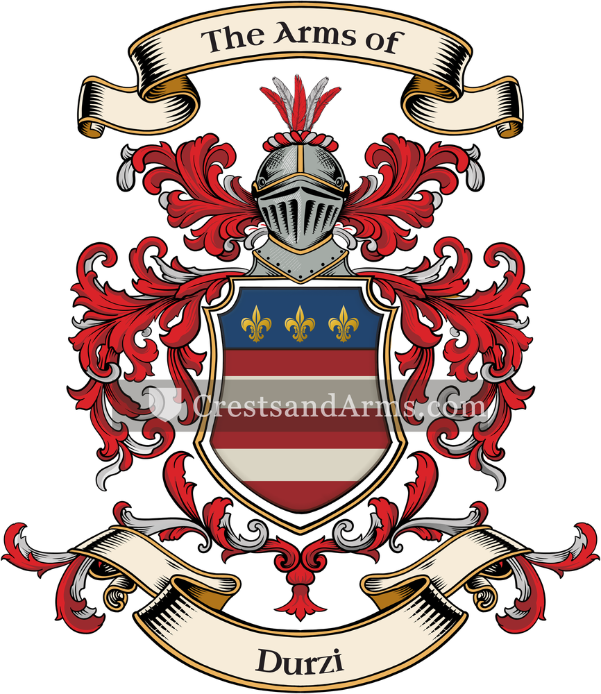 The Durzi coat of arms, drawn from the recorded blazon