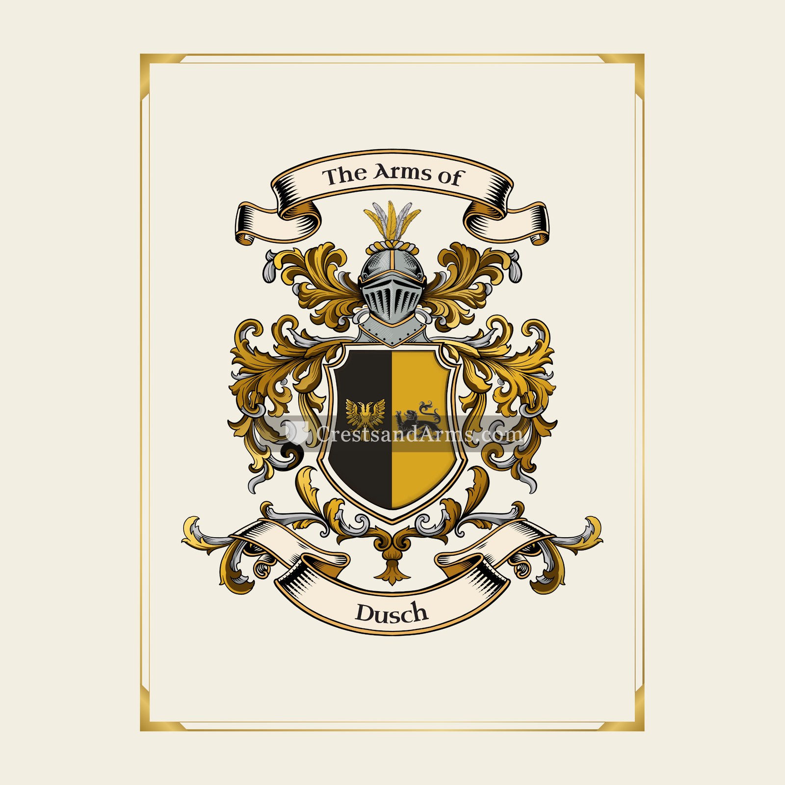 With gold border