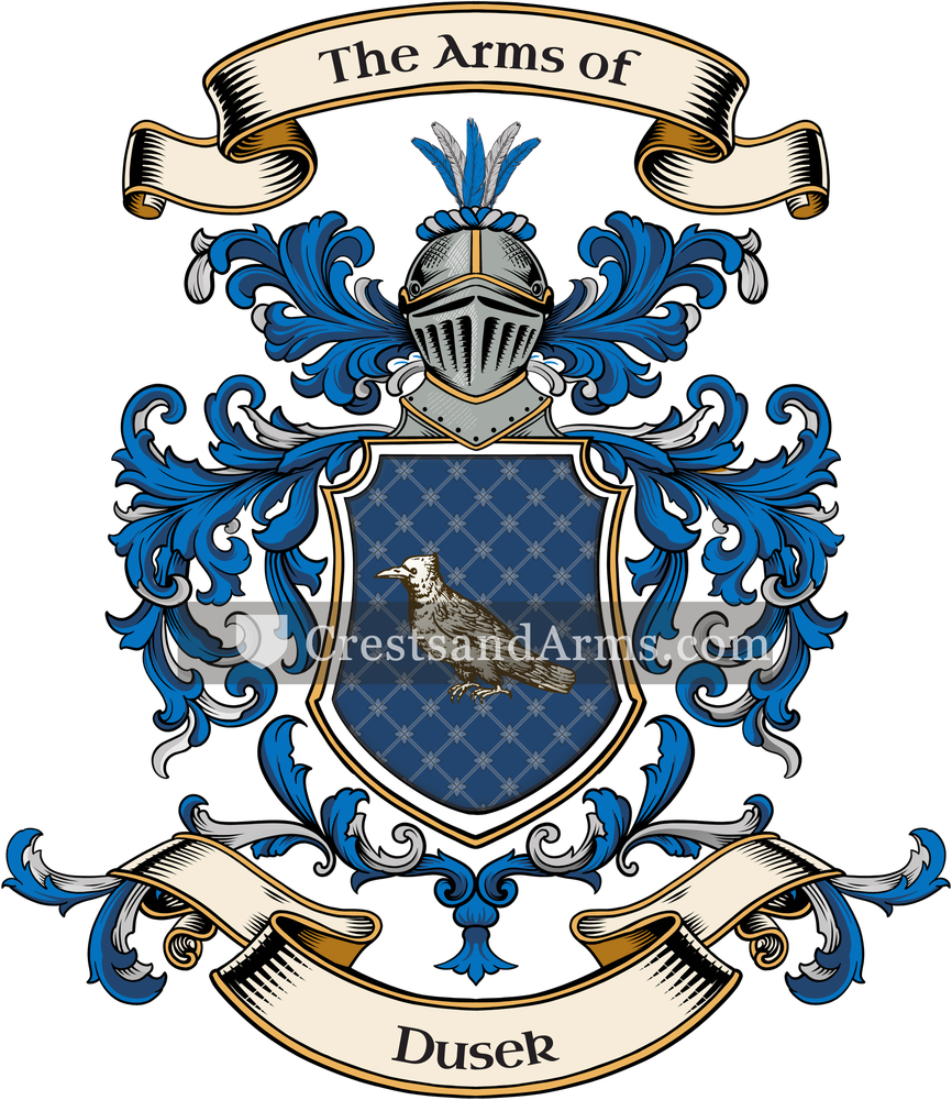 The Dusek coat of arms, drawn from the recorded blazon