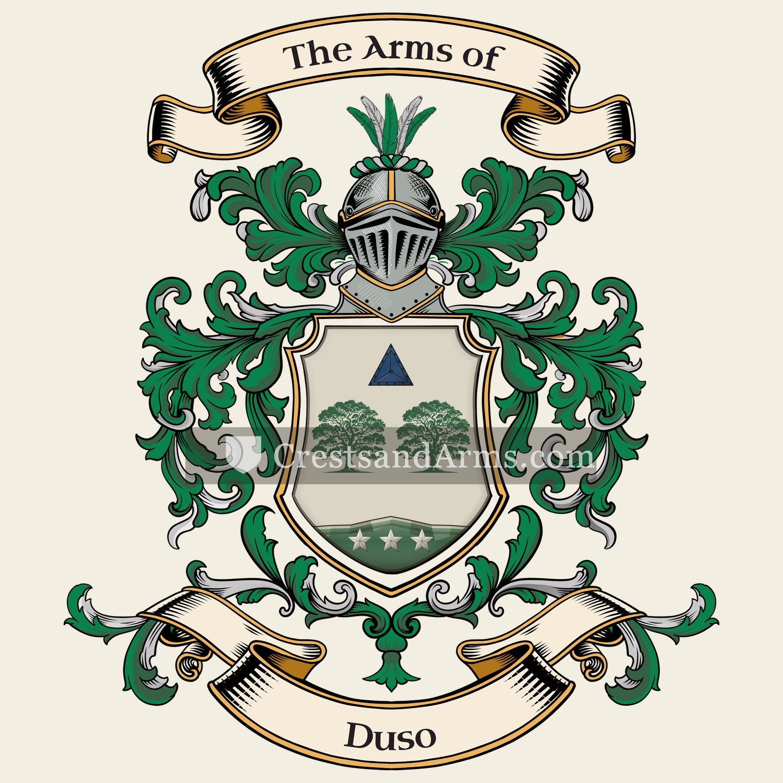 The Duso coat of arms, drawn from the recorded blazon