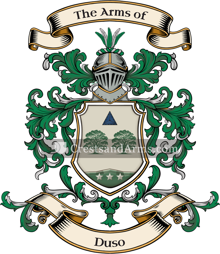 The Duso coat of arms, drawn from the recorded blazon