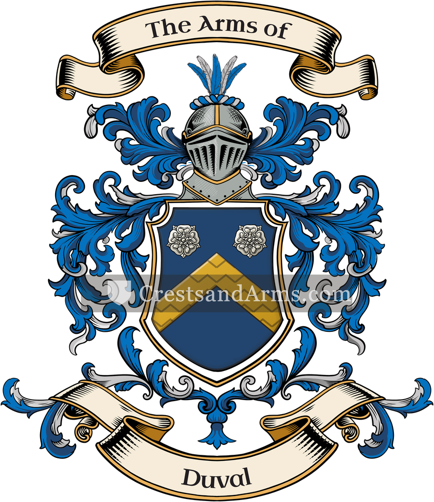 The Duval coat of arms, drawn from the recorded blazon