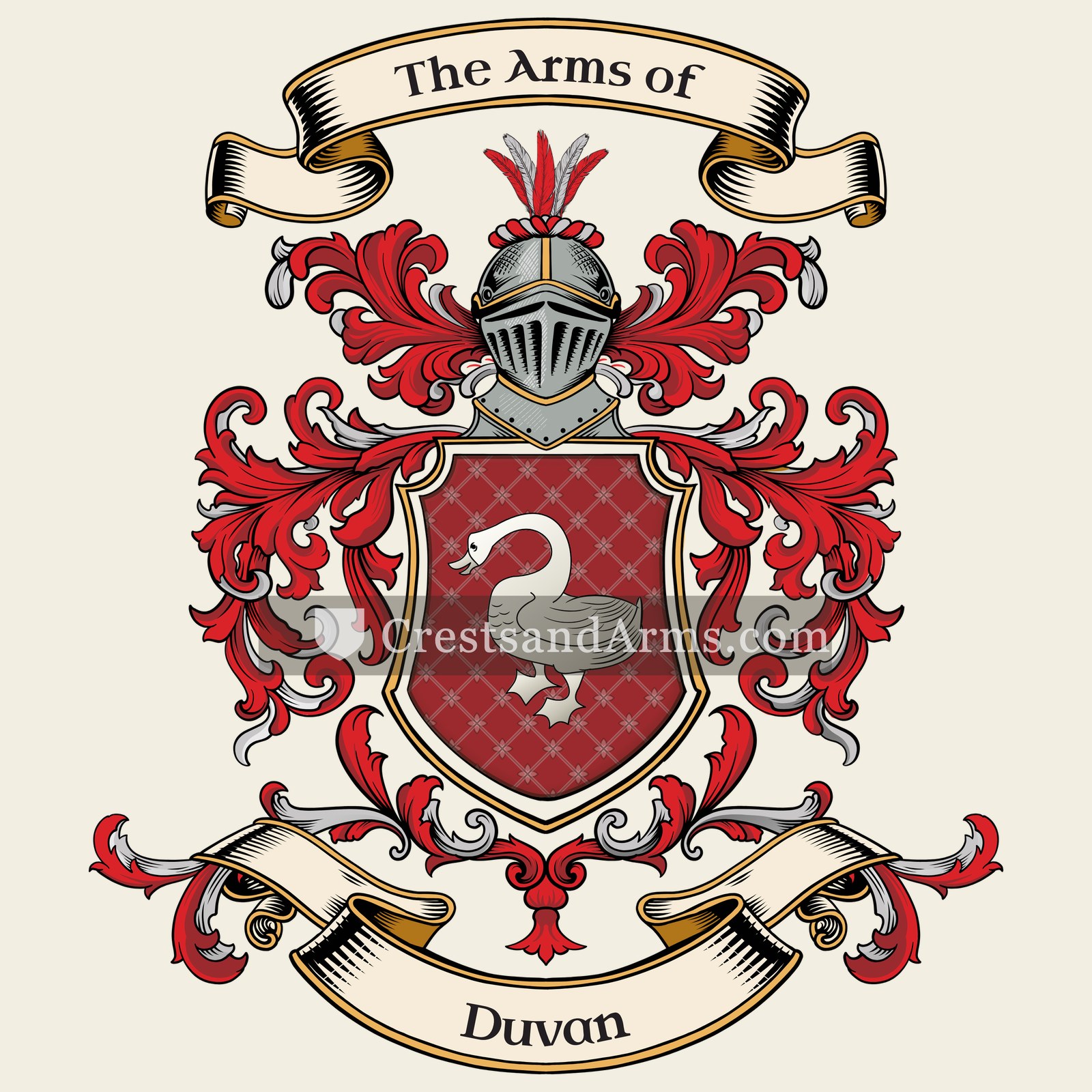 The Duvan coat of arms, drawn from the recorded blazon