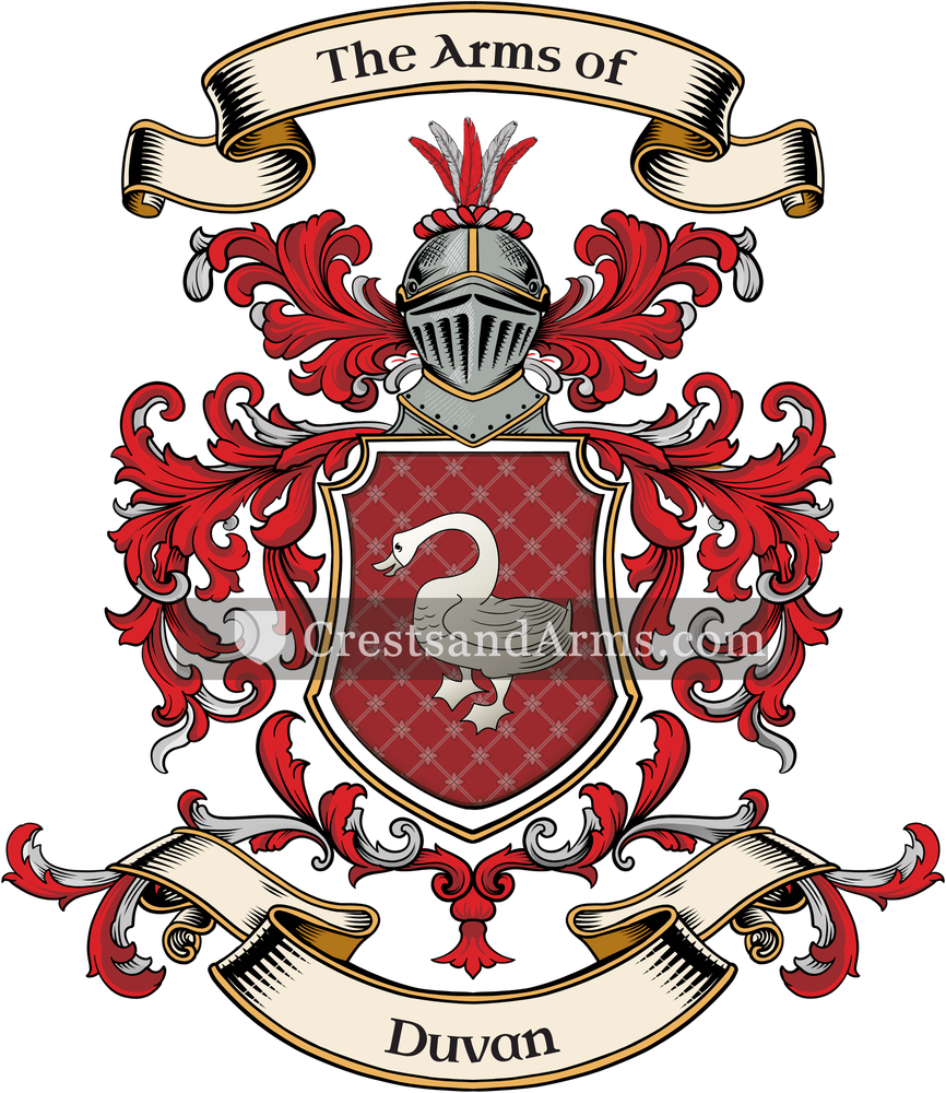 The Duvan coat of arms, drawn from the recorded blazon
