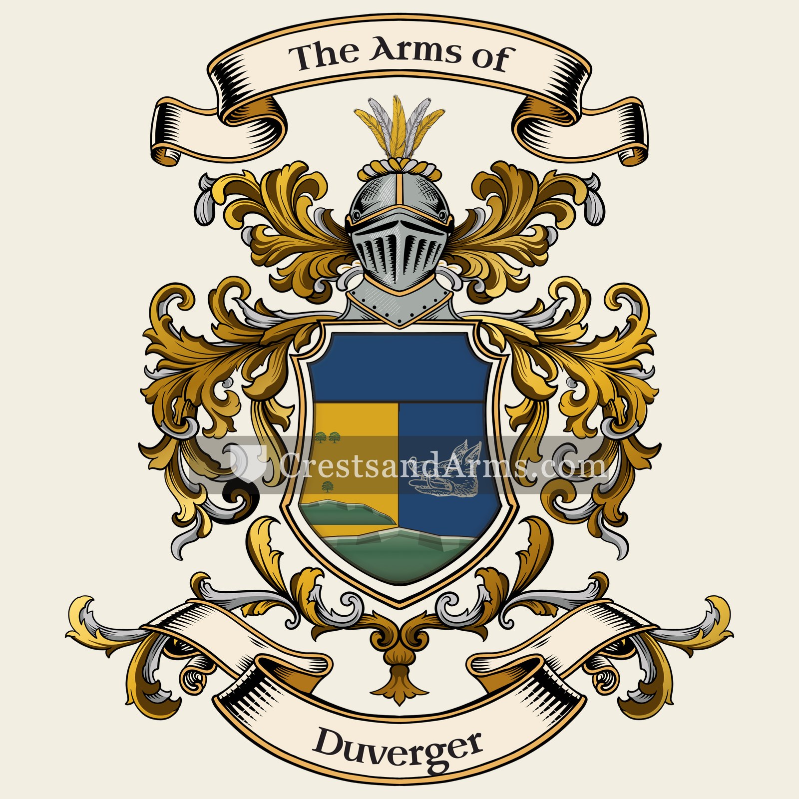 The Duverger coat of arms, drawn from the recorded blazon