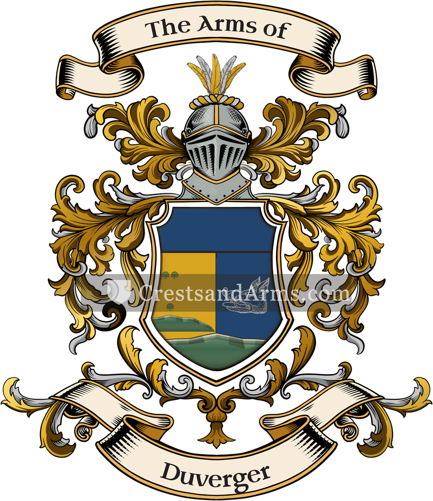 The Duverger coat of arms, drawn from the recorded blazon