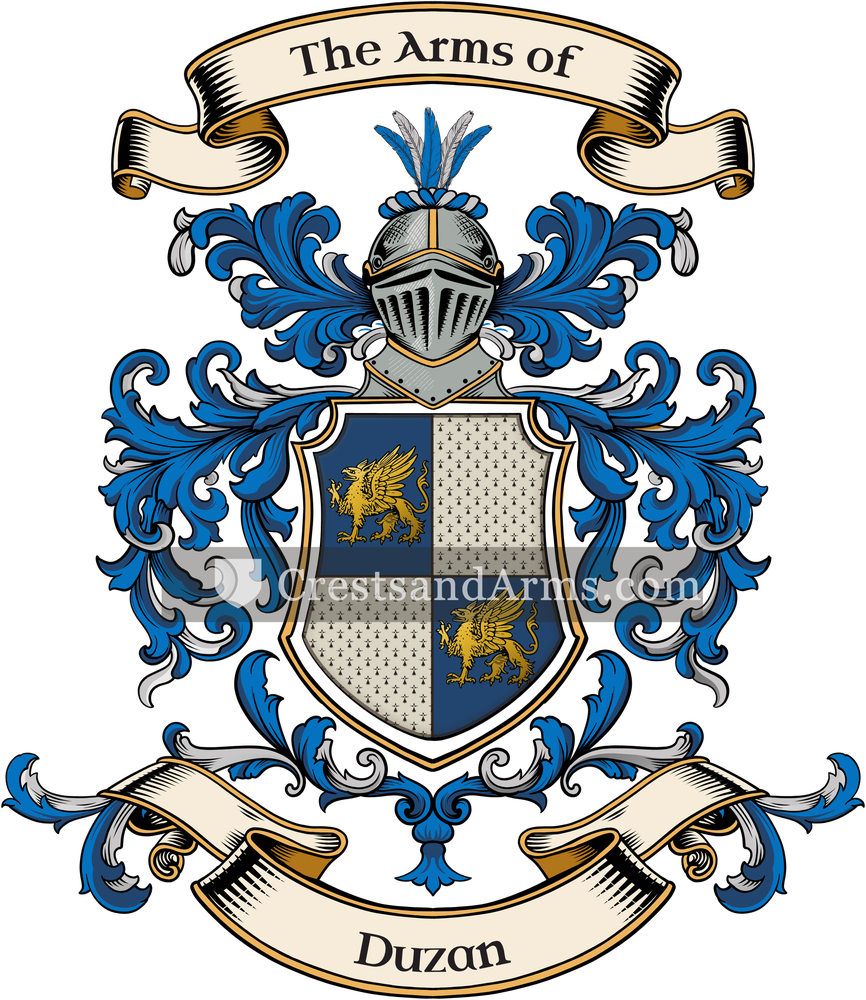 The Duzan coat of arms, drawn from the recorded blazon