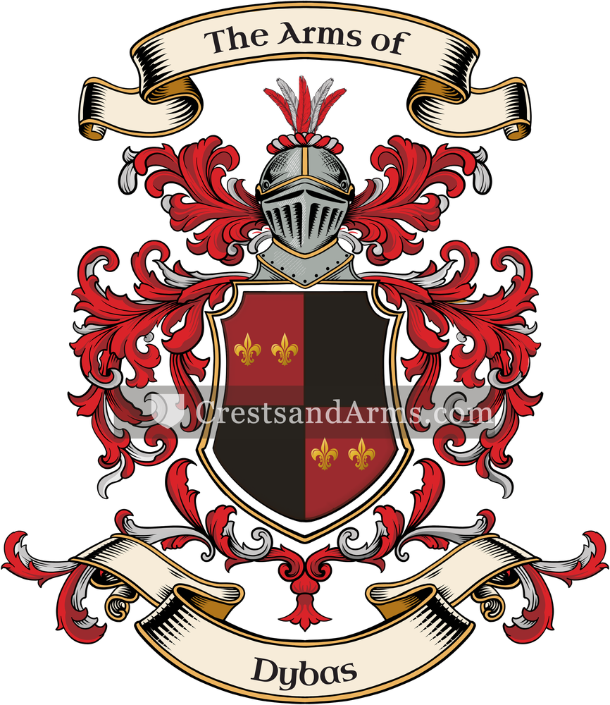 The Dybas coat of arms, drawn from the recorded blazon