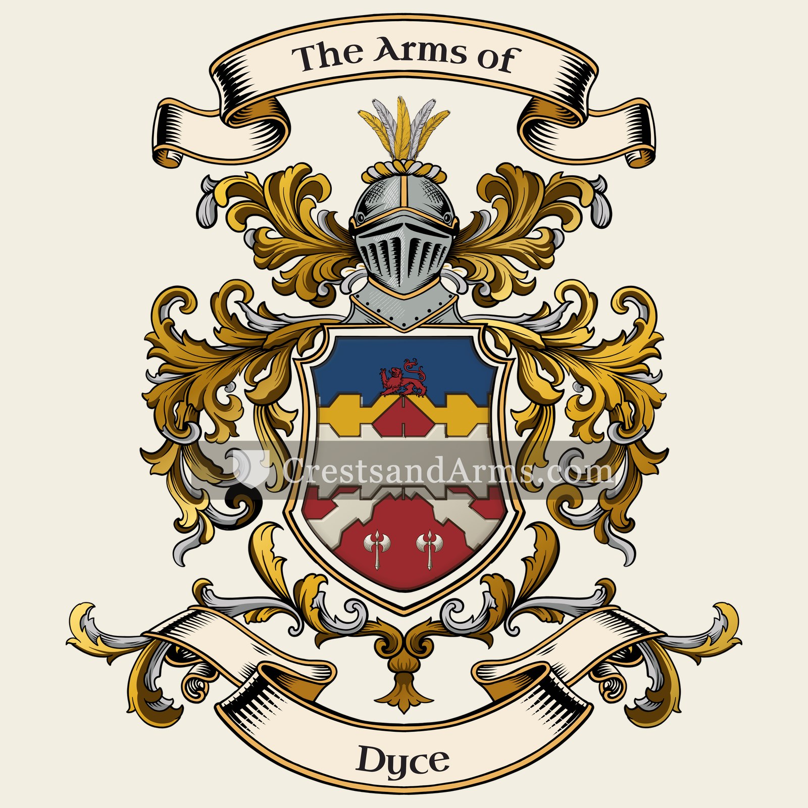 The Dyce coat of arms, drawn from the recorded blazon