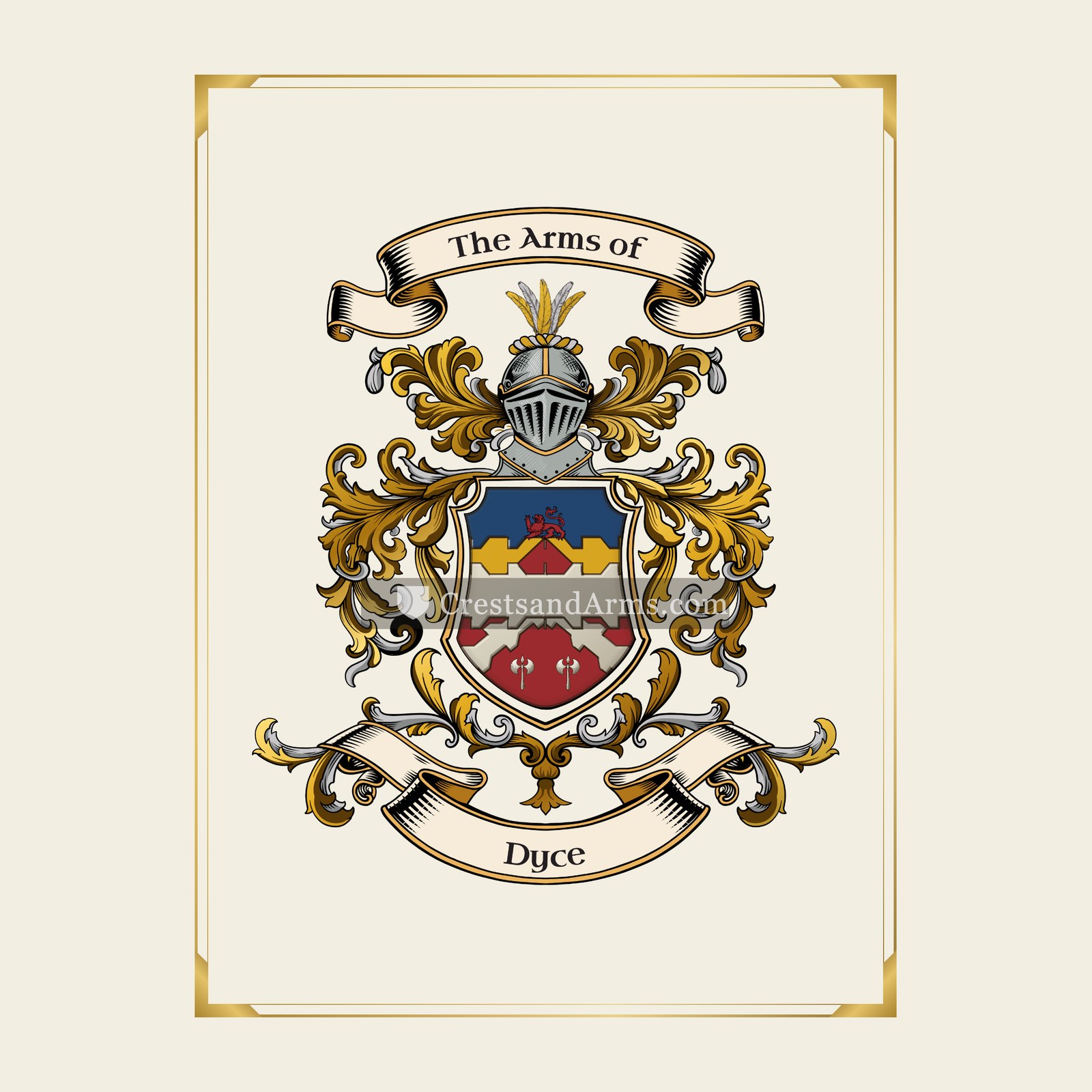 With gold border