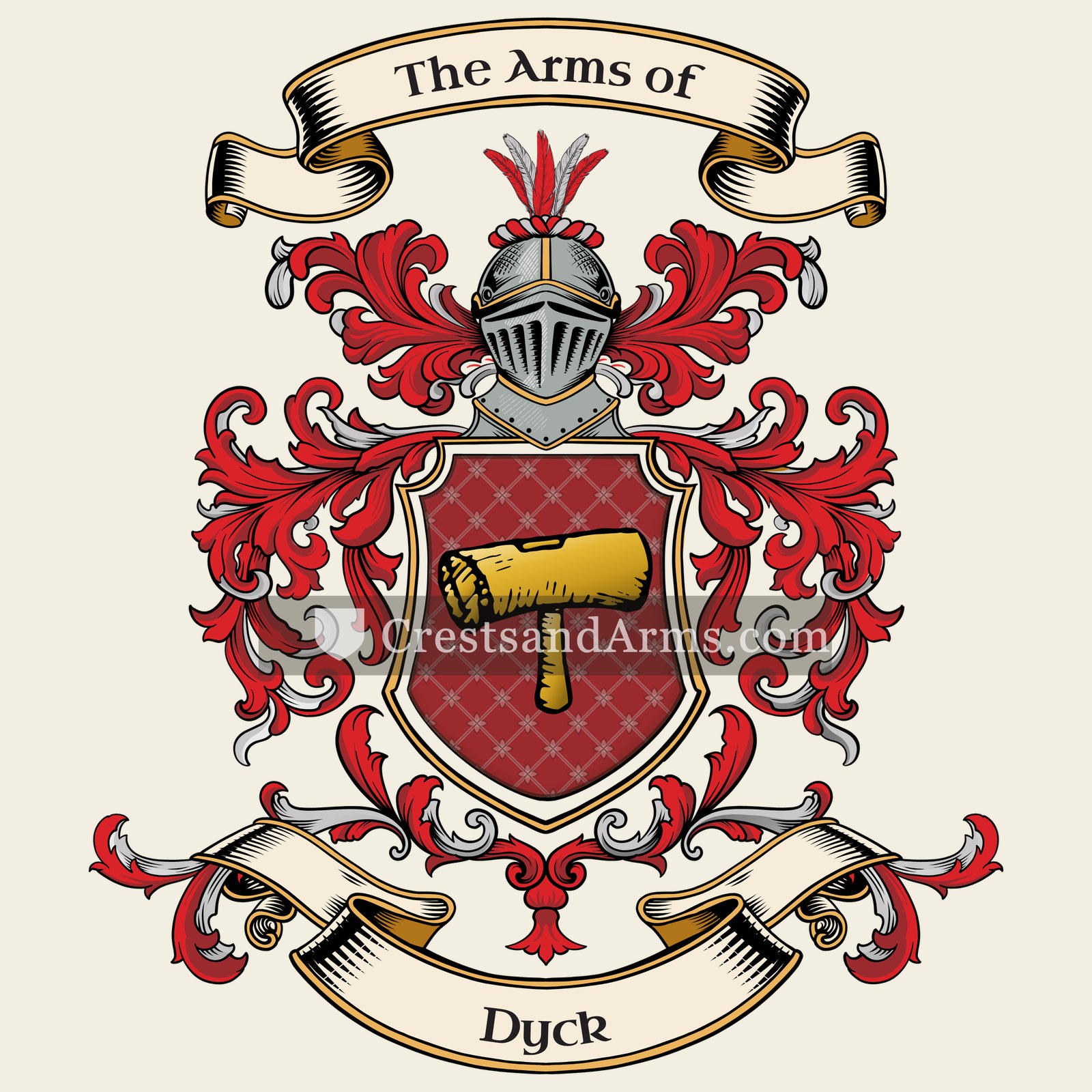The Dyck coat of arms, drawn from the recorded blazon