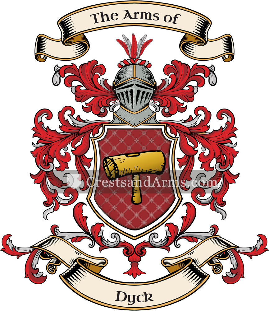 The Dyck coat of arms, drawn from the recorded blazon