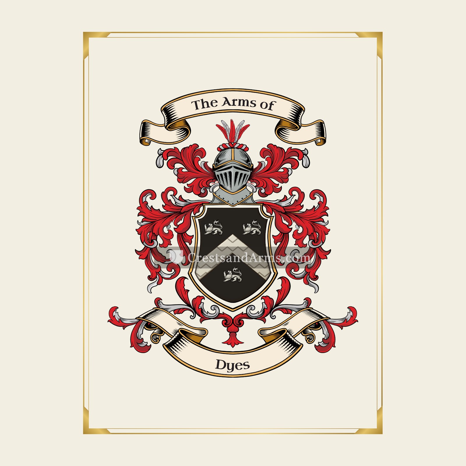 With gold border