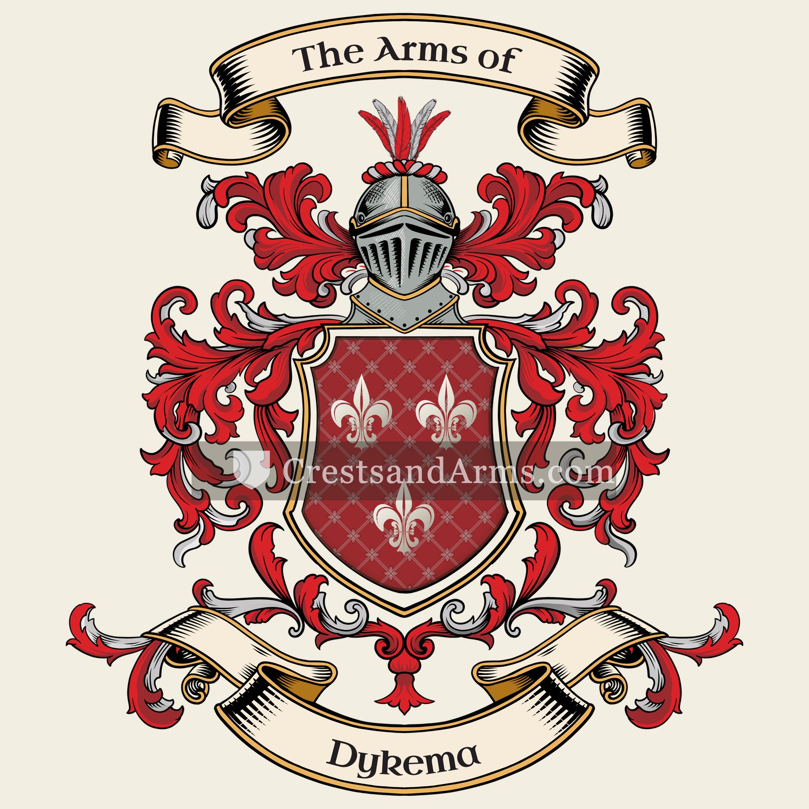 The Dykema coat of arms, drawn from the recorded blazon