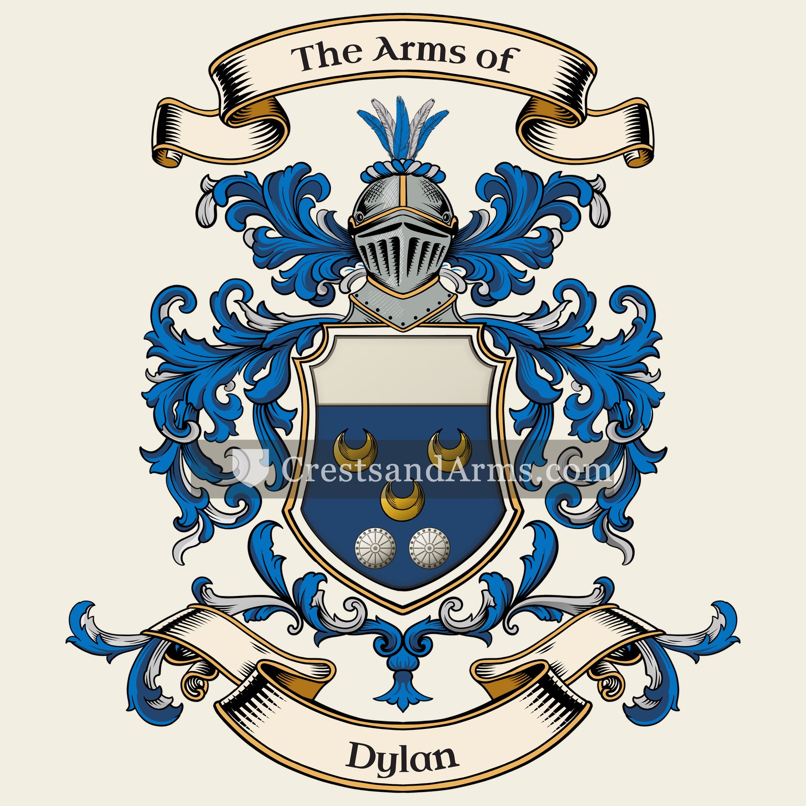 The Dylan coat of arms, drawn from the recorded blazon