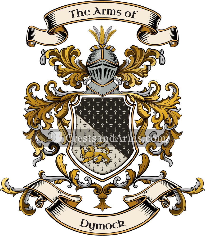 The Dymock coat of arms, drawn from the recorded blazon