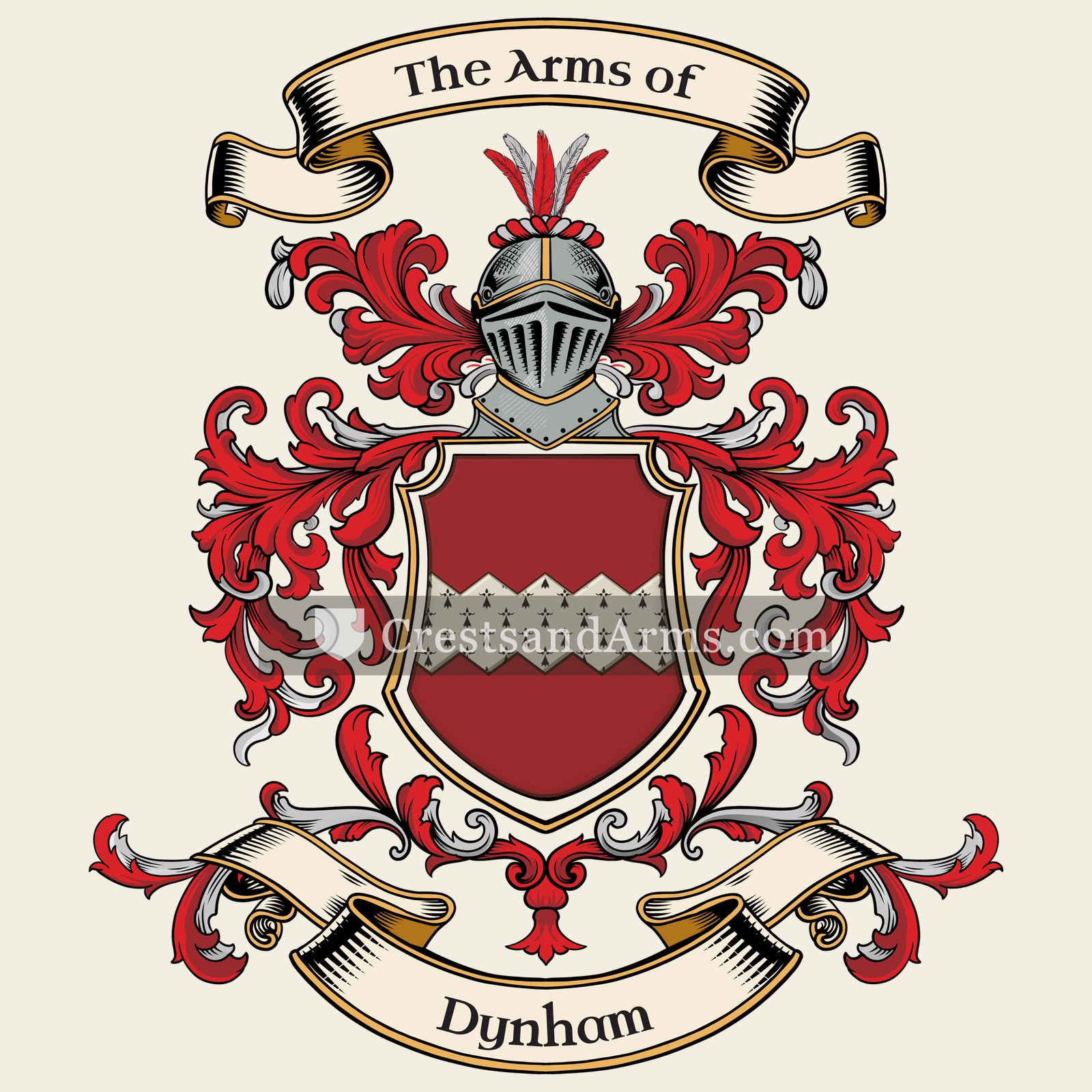The Dynham coat of arms, drawn from the recorded blazon
