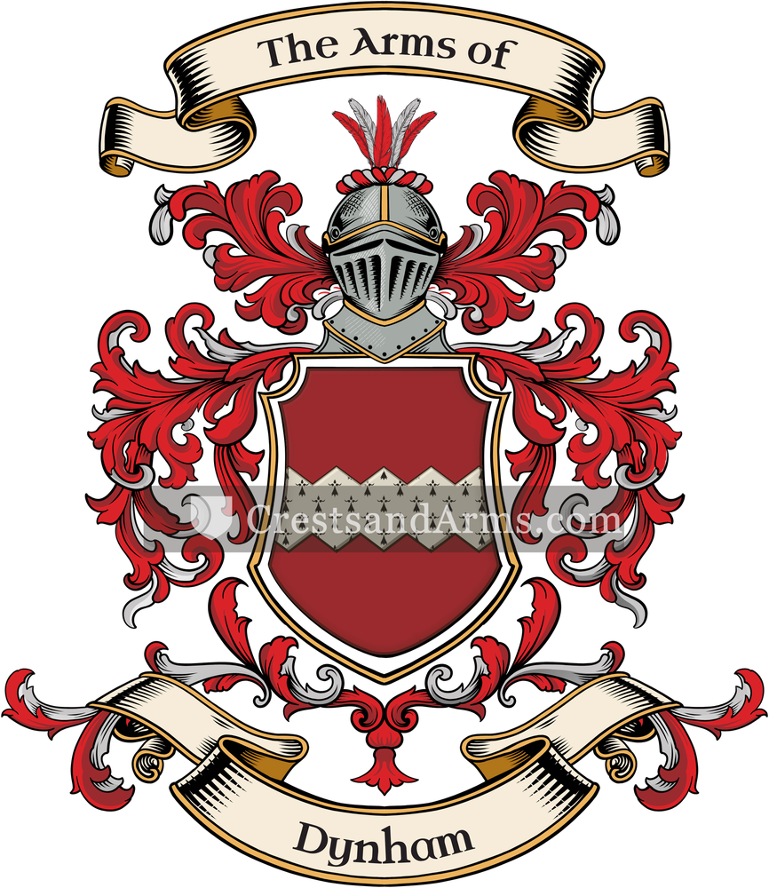 The Dynham coat of arms, drawn from the recorded blazon
