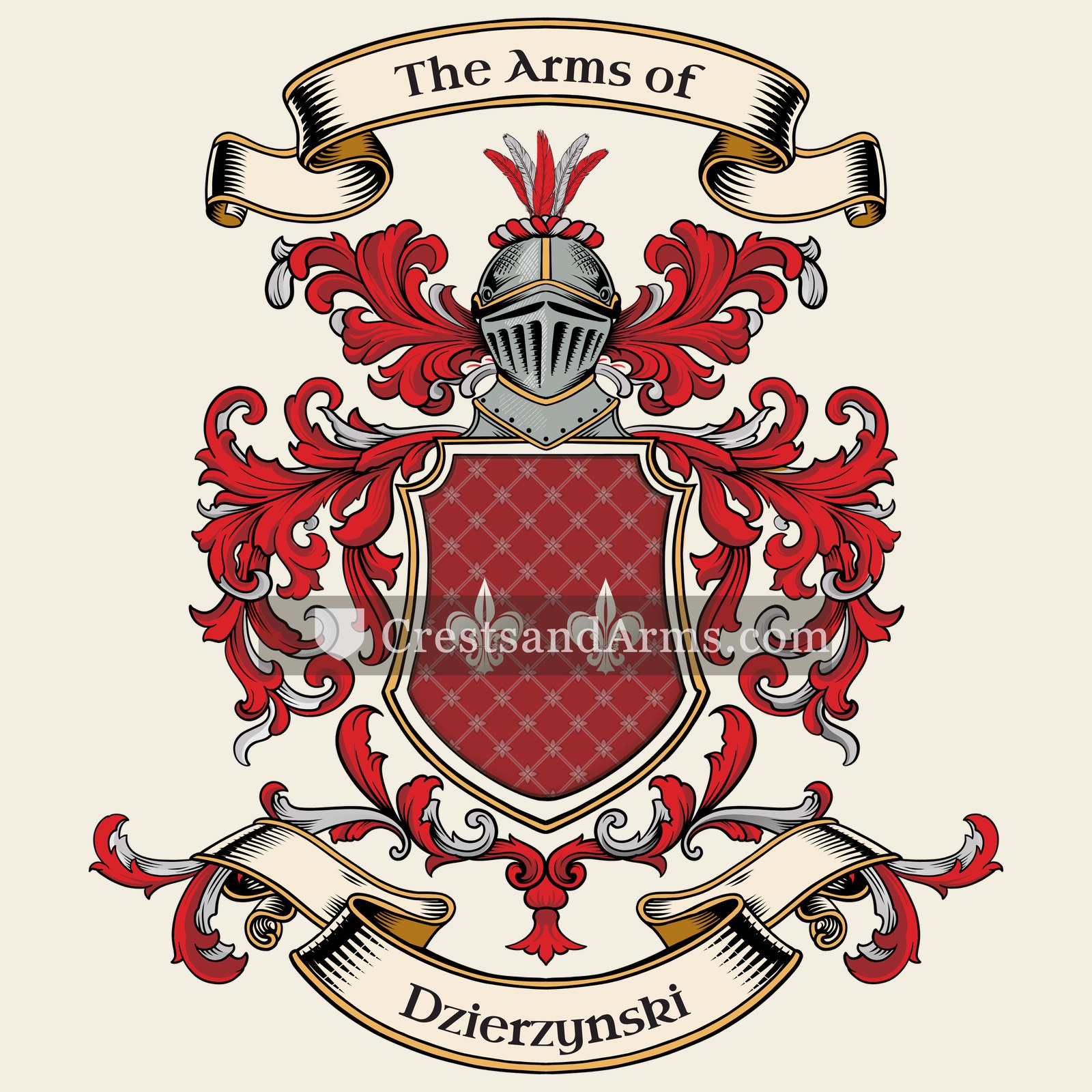 The Dzierzynski coat of arms, drawn from the recorded blazon